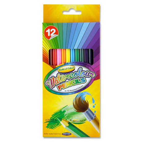 World of Colour Box of 12 Watercolour Colouring Pencils-Watercolour Pencils-World of Colour|StationeryShop.co.uk