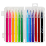 World of Colour Brush Felt Tip Markers - Box of 12-Markers ,Felt Tip Pens-World of Colour|StationeryShop.co.uk