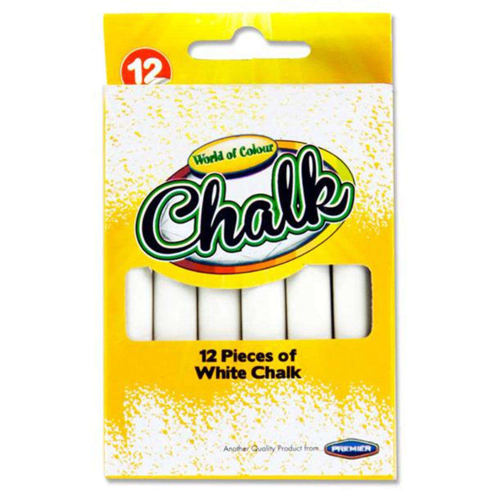 World of Colour Chalks - White - Box of 12 | Stationery Shop UK