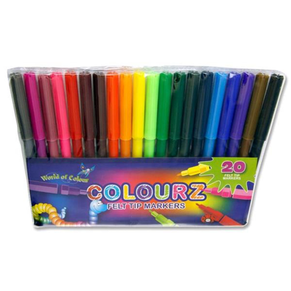 World of Colour Felt Tip Markers - Pack of 20 | Stationery Shop UK