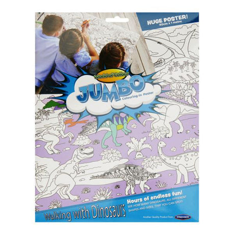 World of Colour Jumbo Colouring-in Poster - 40cmx1m - Dinosaurs-Kids Colouring Books-World of Colour | Buy Online at Stationery Shop