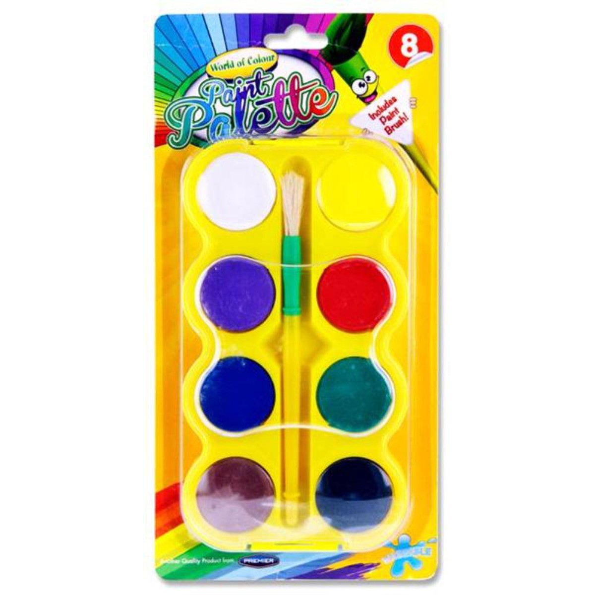 World of Colour Paint Palette Set with 8 Watercolours and Paint Brush-Paint Sets-World of Colour|StationeryShop.co.uk