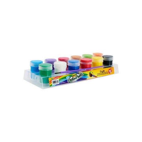 World of Colour Poster Paint Tubs with Brush and Tray - 12 Tubs