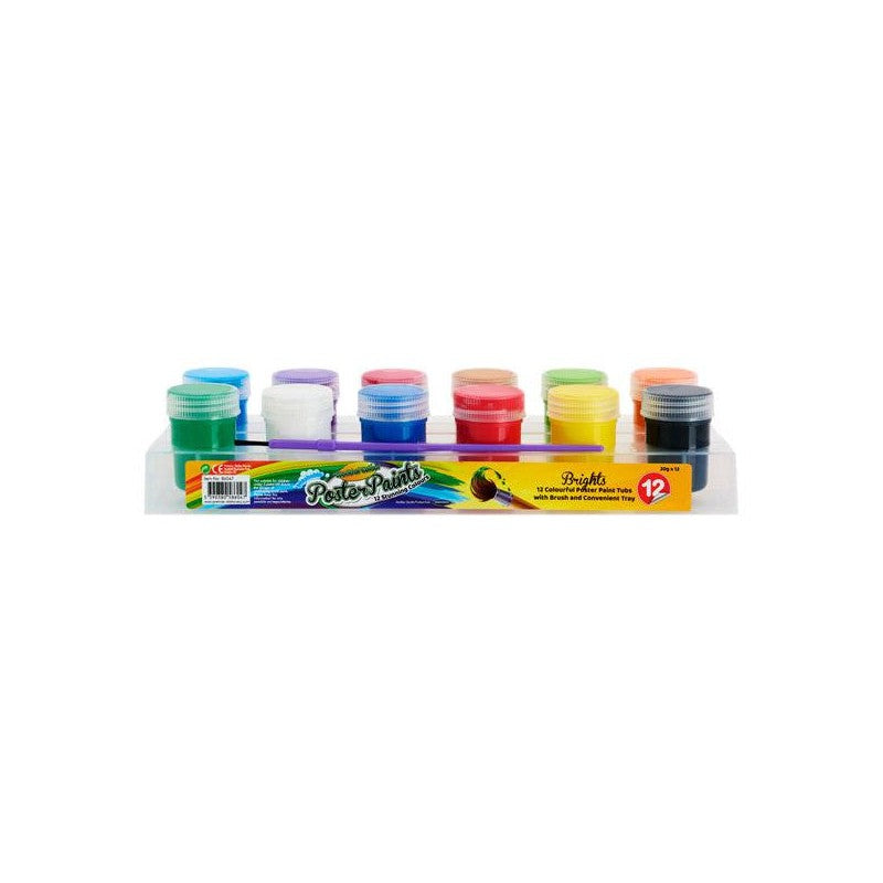 World of Colour Poster Paint Tubs with Brush and Tray - 12 Tubs-Paint Sets-World of Colour | Buy Online at Stationery Shop
