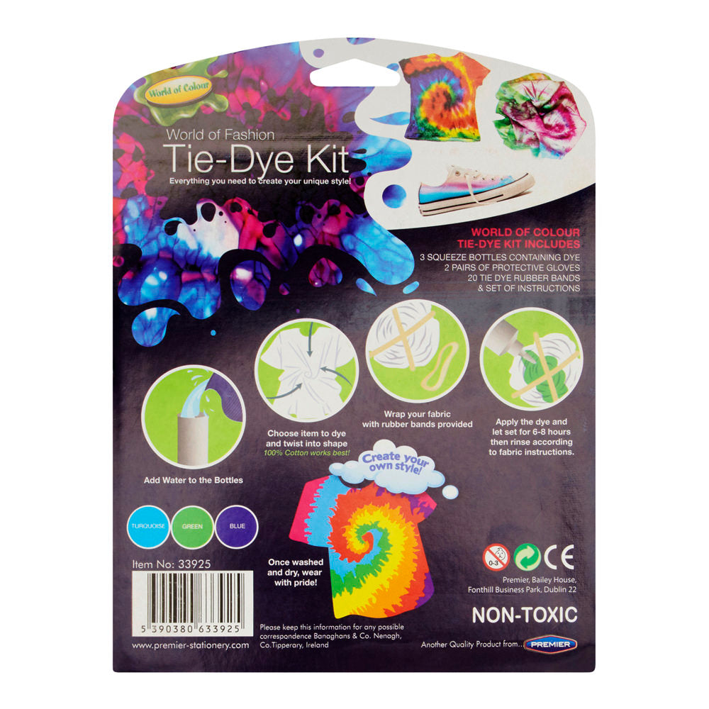 World of Colour Tie-Dye Kit - Turquoise/Green/Blue | Stationery Shop UK