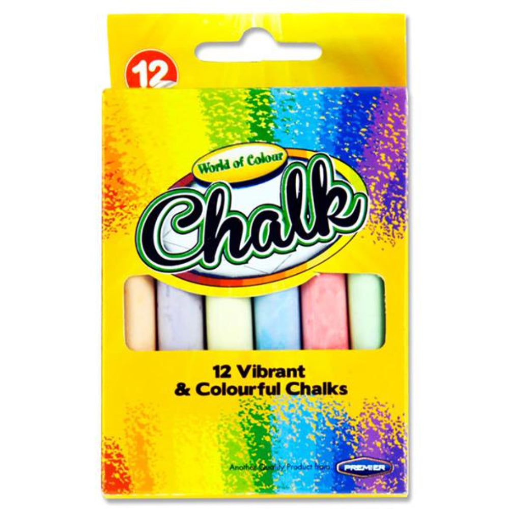 World of Colour Vibrant Chalks - Coloured - Box of 12 | Stationery Shop UK