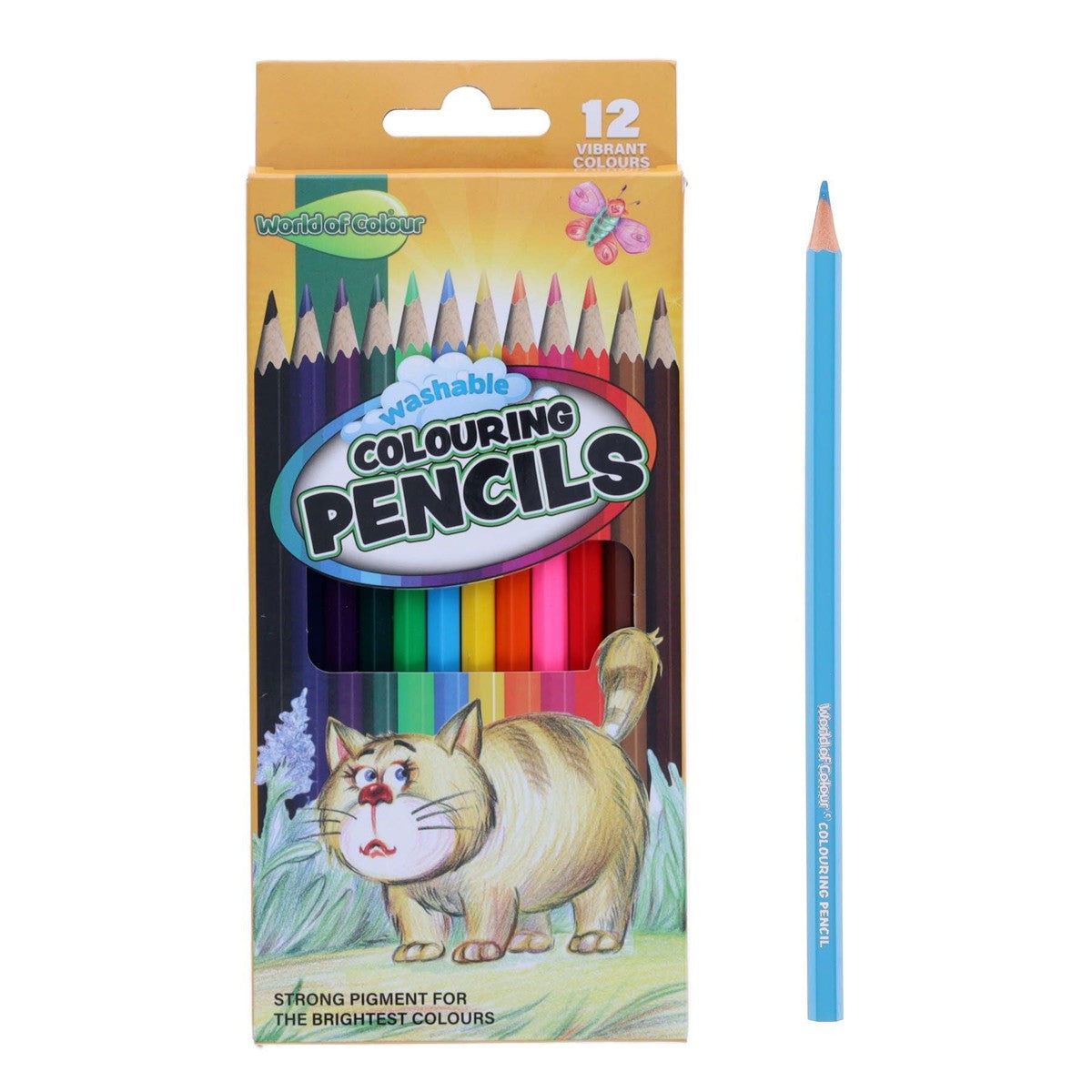 World of Colour Wallet of 12 Washable Full Size Colouring Pencils