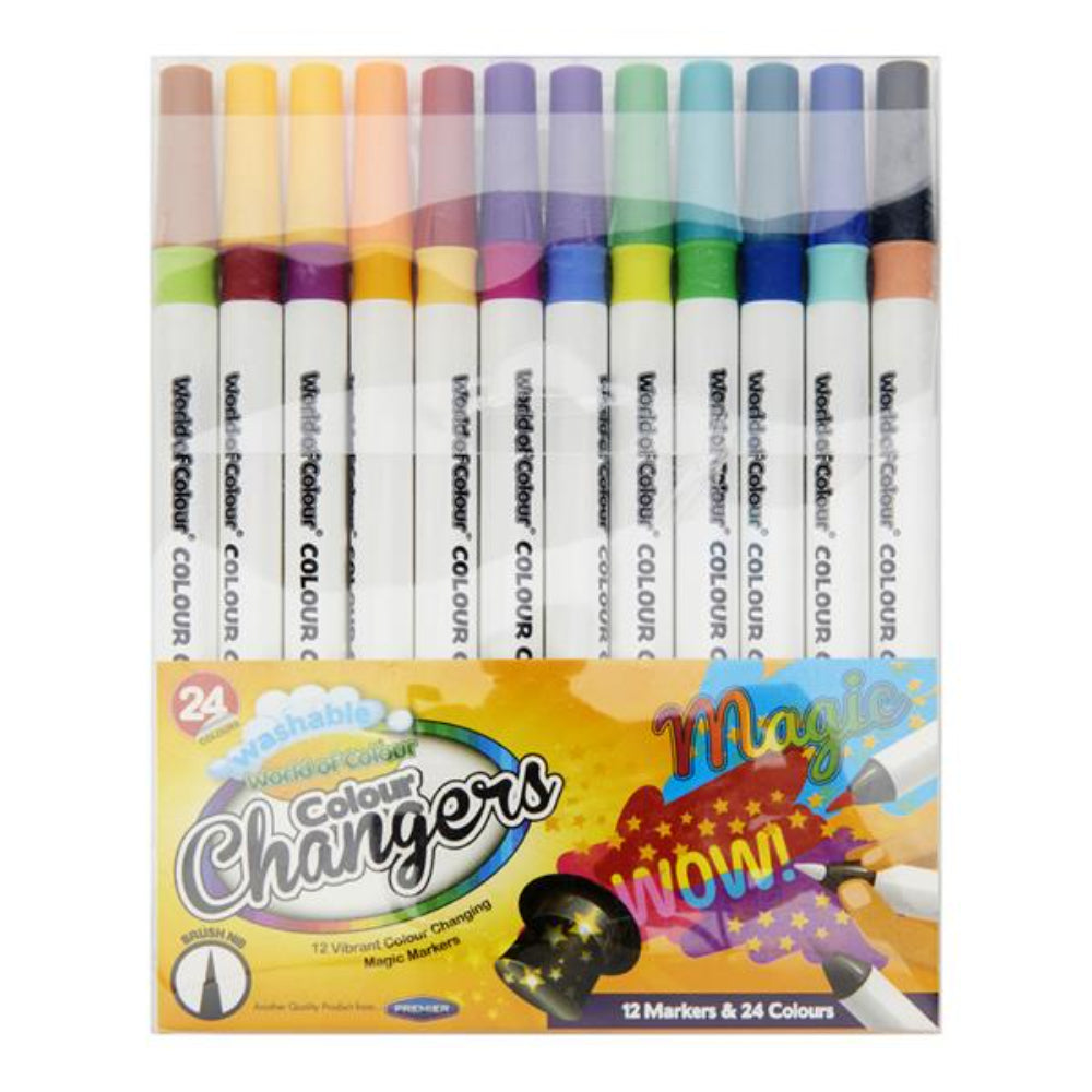 World of Colour Washable Colour Changing Magic Markers - Pack of 12-Colouring Pens-World of Colour|StationeryShop.co.uk