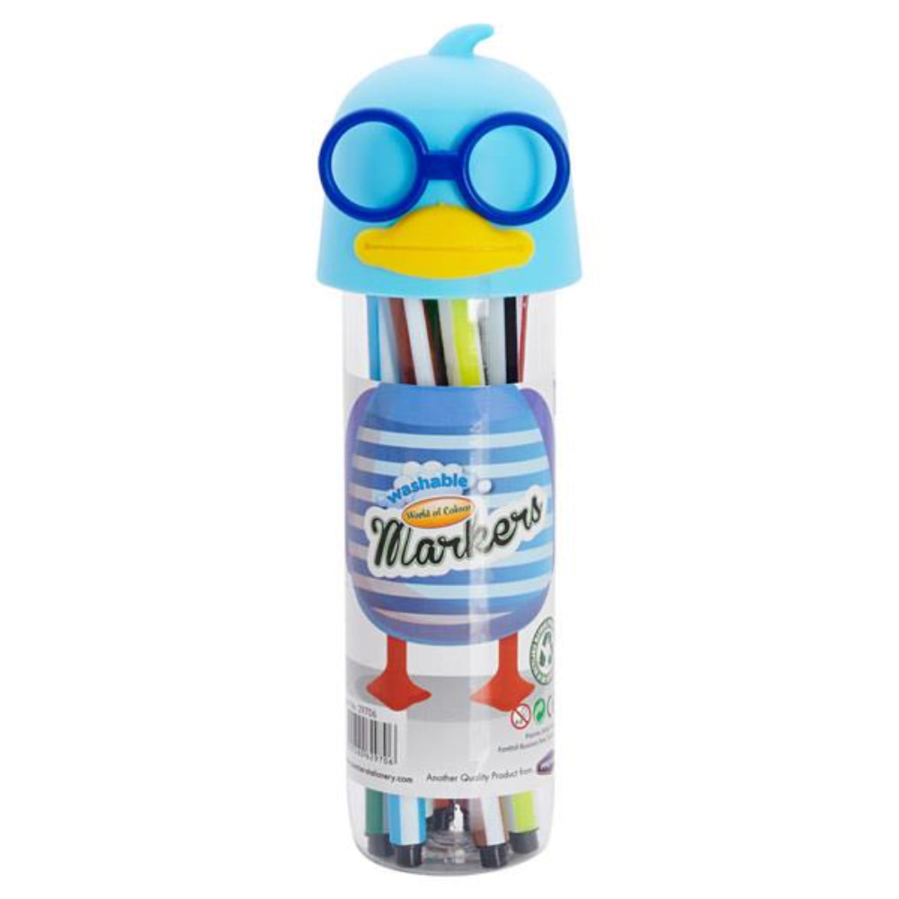 World of Colour Washable Felt Tip Markers - Smart Duck Blue - Tub of 12 | Stationery Shop UK