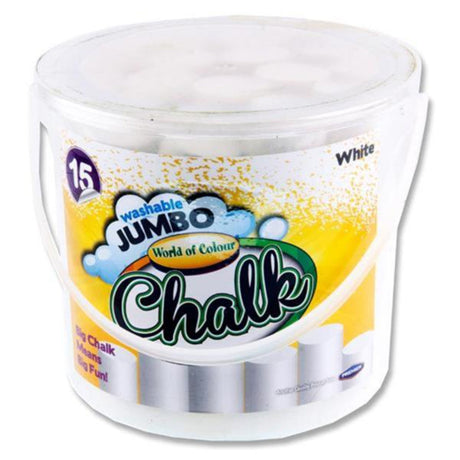 World of Colour Washable Jumbo Sidewalk Chalk - White - Bucket of 15 | Stationery Shop UK