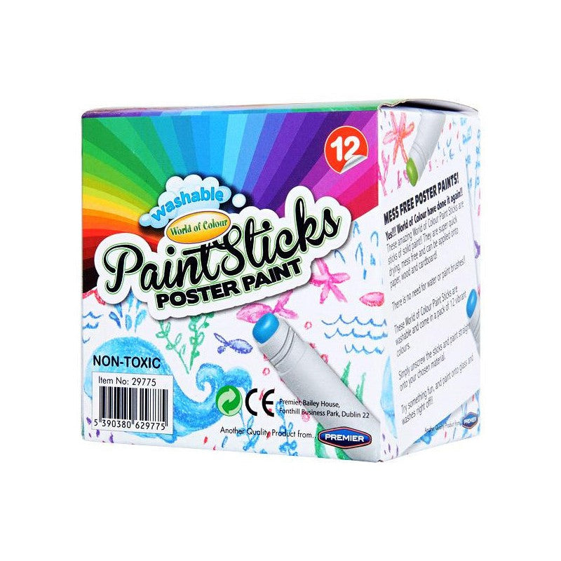World of Colour Washable Poster Paint Sticks - Pack of 12 | Stationery Shop UK