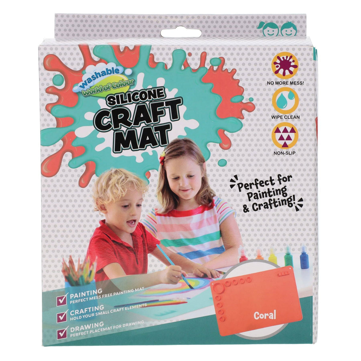 World of Colour Washable Silicone Craft Mat - Coral | Stationery Shop UK
