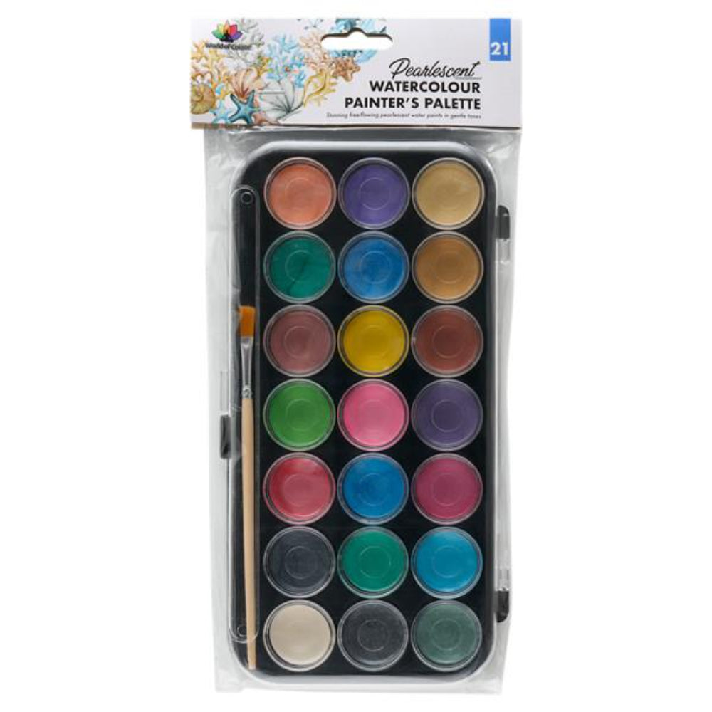 World of Colour Watercolour Art Set Pearlescent - 21 pieces | Stationery Shop UK