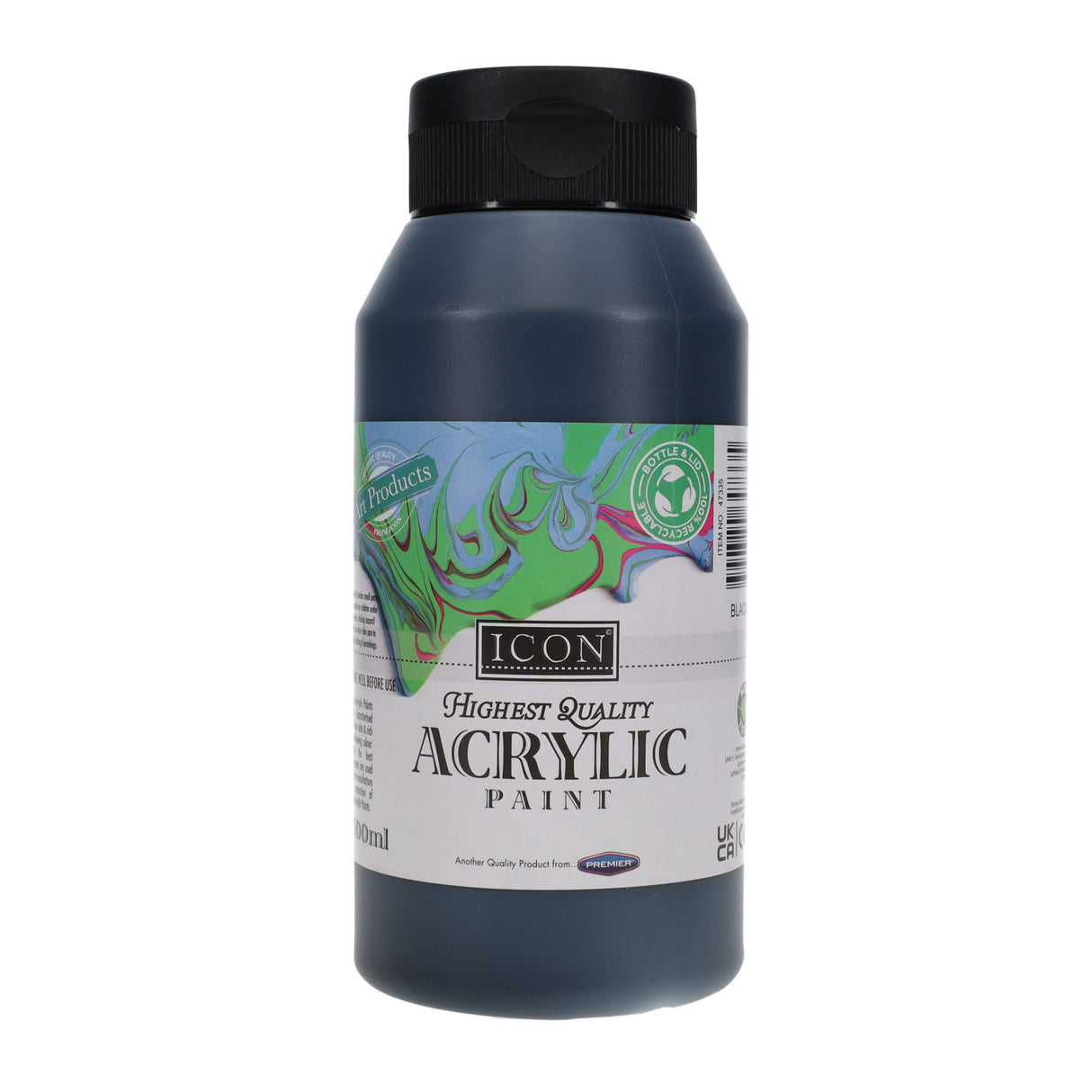 Icon Acrylic Paint 500ml - Black