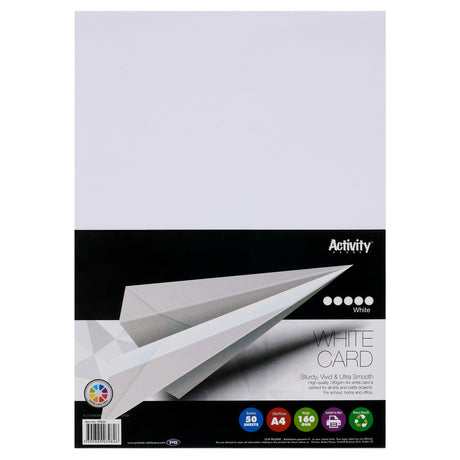 Premier Activity A4 Card - 160 gsm - White - 50 Sheets-Craft Paper & Card-Premier|StationeryShop.co.uk